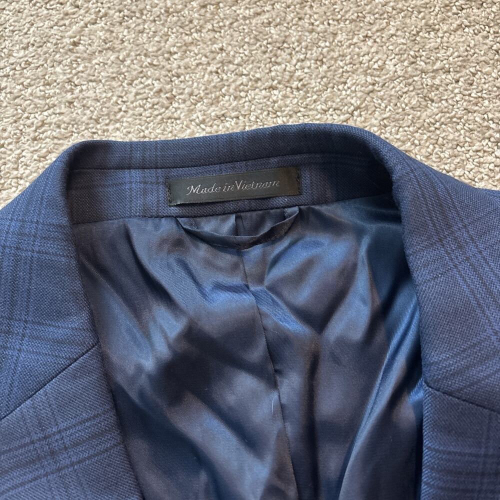 Lauren Ralph Lauren Men's Blue Check 2-Button Notch Blazer 44R Poly Blend - Picture 2 of 11